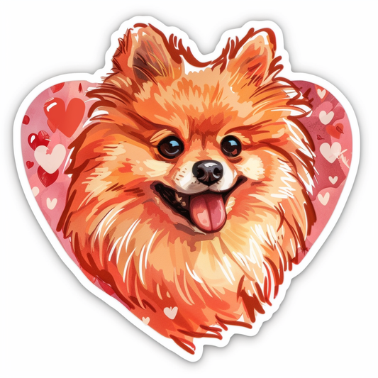 Sticker of a Pomeranian Dog majestic Expressive surreal Heartcore Vinyl Decal Sticker for Car, Laptop, Tumbler and more # F014031