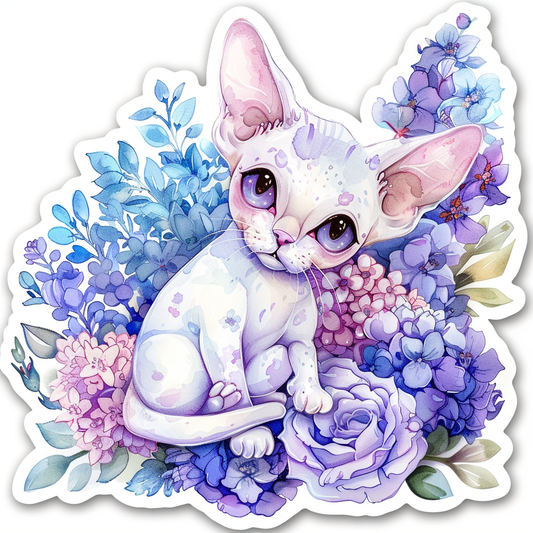 Adorable Cornish Rex Cat Expressive surreal Vinyl Decal Sticker for Car, Laptop, Tumbler and more # F021571-4" x 4"