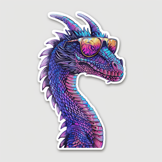 Dragon wearing sunglasses majestic Expressive surreal Vinyl Decal Sticker for Car, Laptop, Tumbler and more # F018948