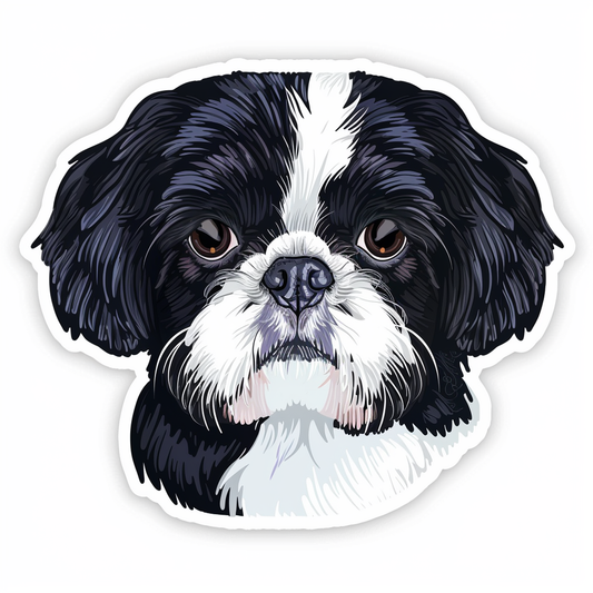 Adorable Shih Tzu Dog Expressive surreal Vinyl Decal Sticker for Car, Laptop, Tumbler and more # F018472