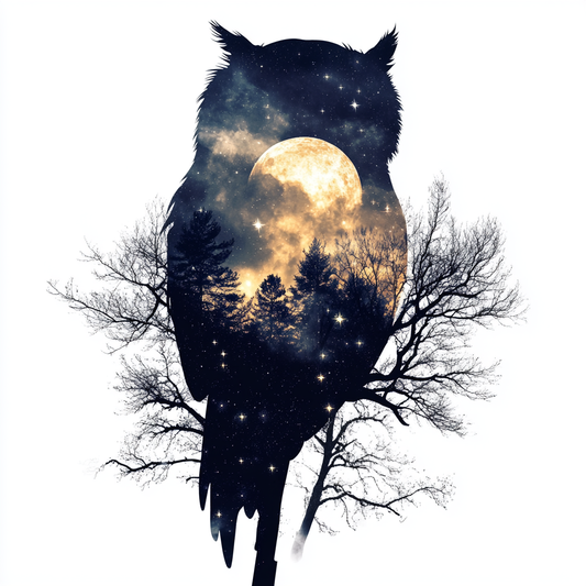 Owl Moon and Stars Vinyl Decal Sticker for Car, Laptop, Tumbler and more # F025715
