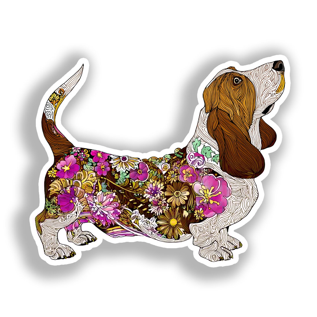 Basset Hound Dog Vinyl Decal Sticker for Car, Laptop, Tumbler and more # A018671-4" x 4"