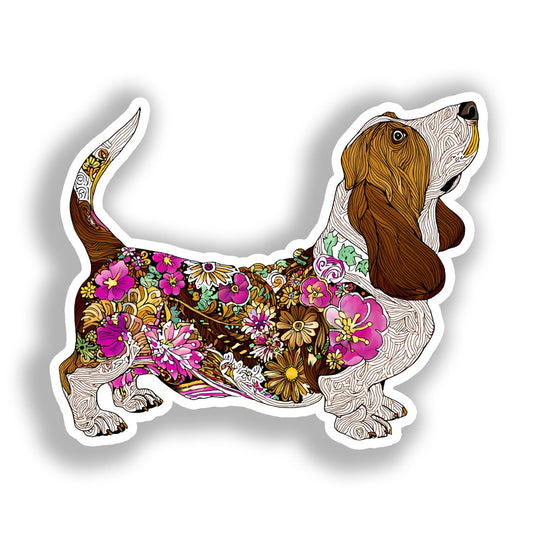Basset Hound Dog Vinyl Decal Sticker for Car, Laptop, Tumbler and more # A018671-4" x 4"