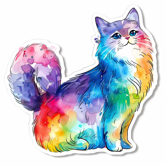 Sticker of a Persian Cat majestic Expressive surreal Vinyl Decal Sticker for Car, Laptop, Tumbler and more # F016340