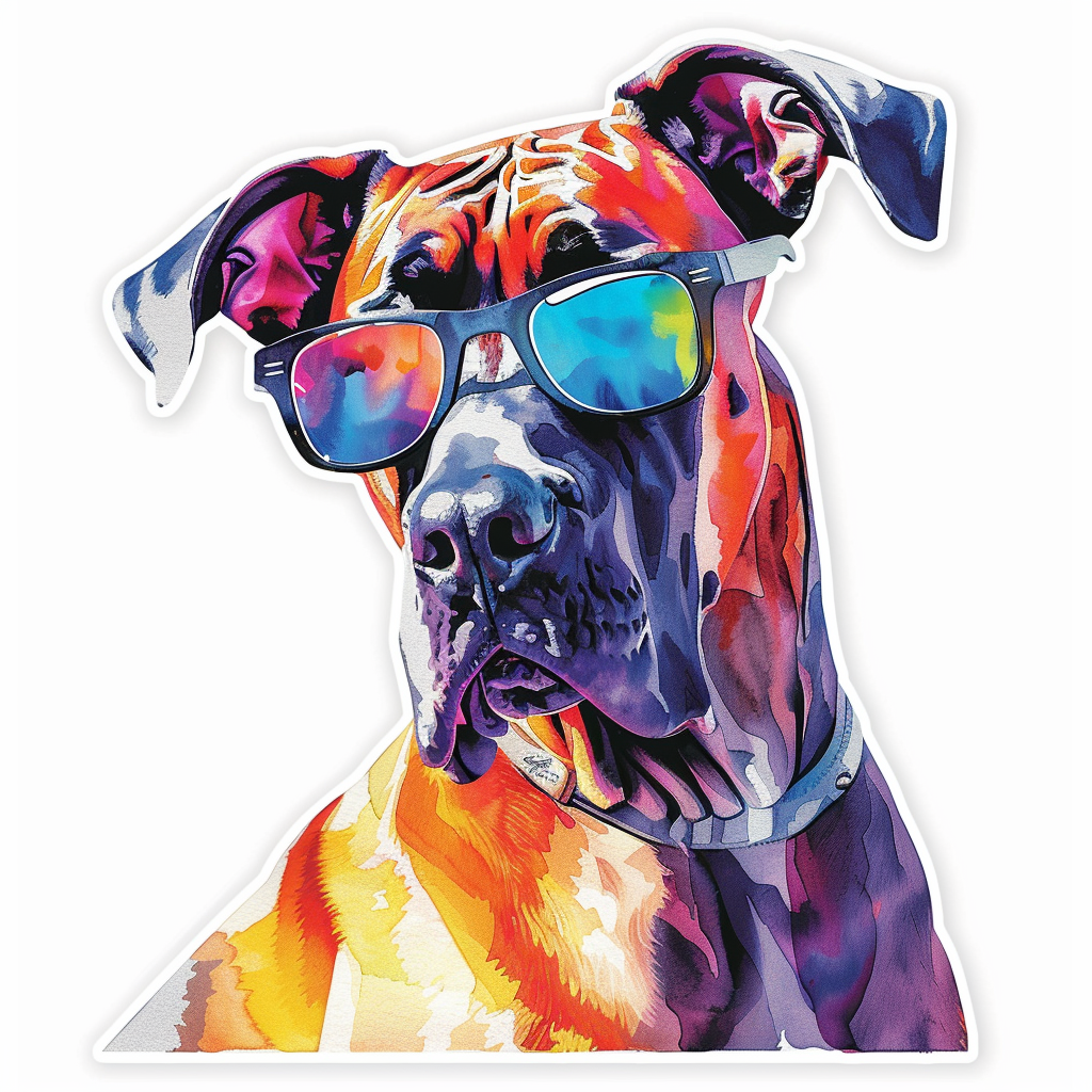 Adorable Great Dane Dog Expressive surreal Vinyl Decal Sticker for Car, Laptop, Tumbler and more # F018094