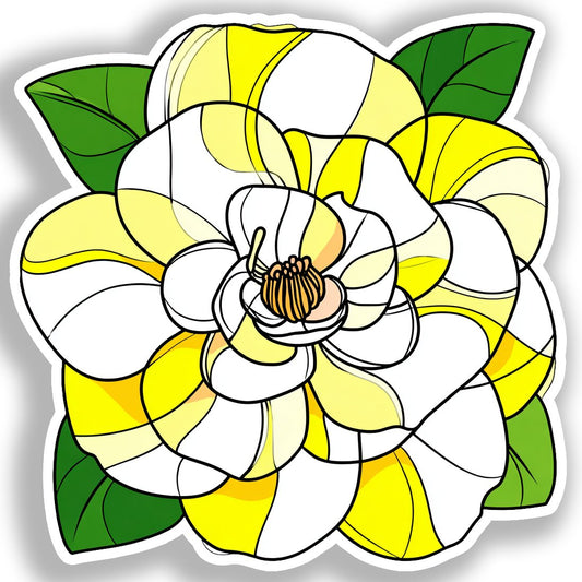 Gardenia Flower Vinyl Decal Sticker for Car, Laptop, Tumbler and more # A019592-4" x 4"