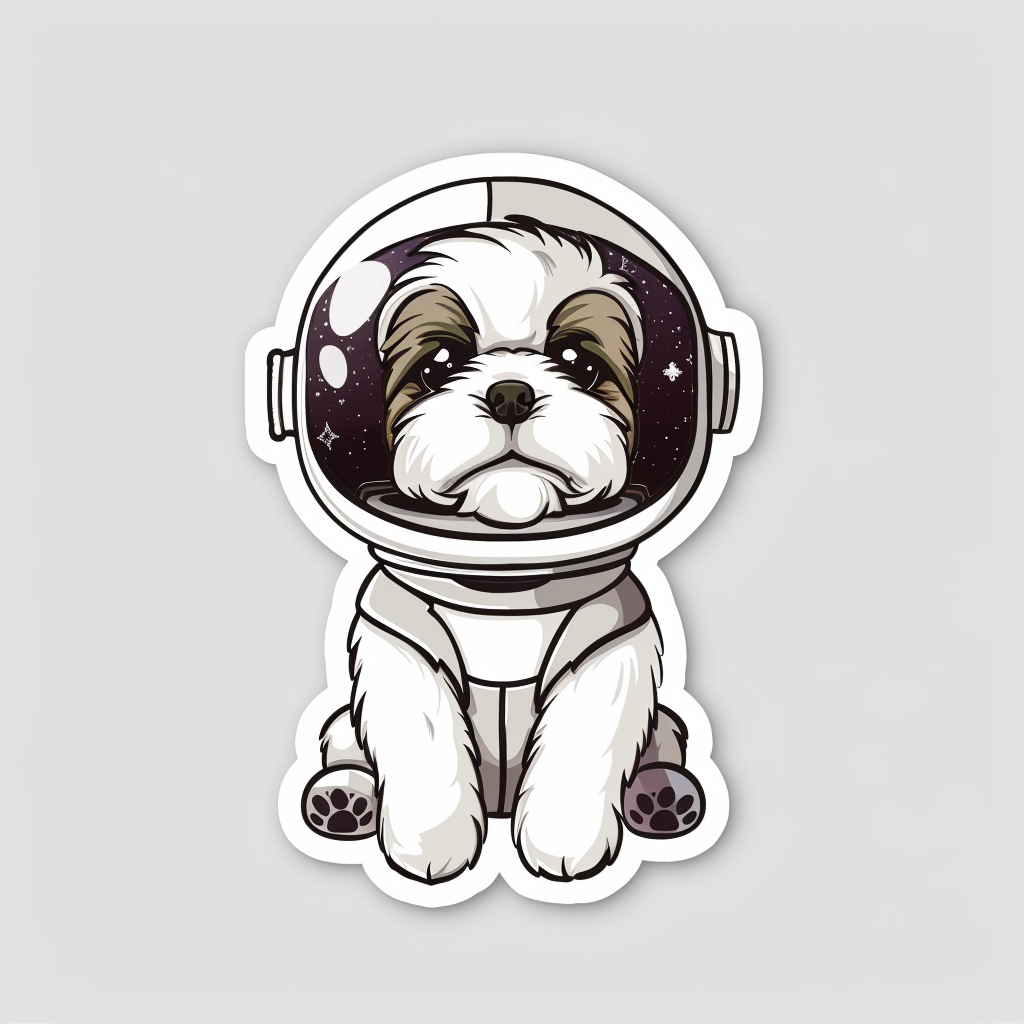 Adorable Shih Tzu Dog Expressive surreal Vinyl Decal Sticker for Car, Laptop, Tumbler and more # F018163