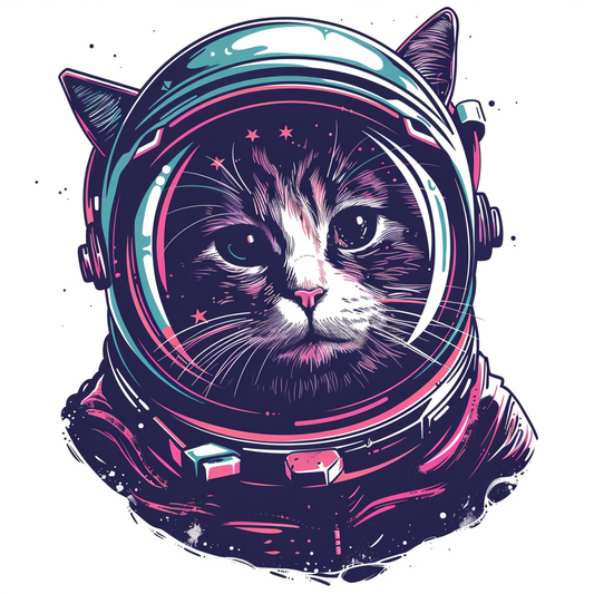 American Shorthair Cat astronaut Expressive surreal Vinyl Decal Sticker for Car, Laptop, Tumbler and more # F019802-4" x 4"