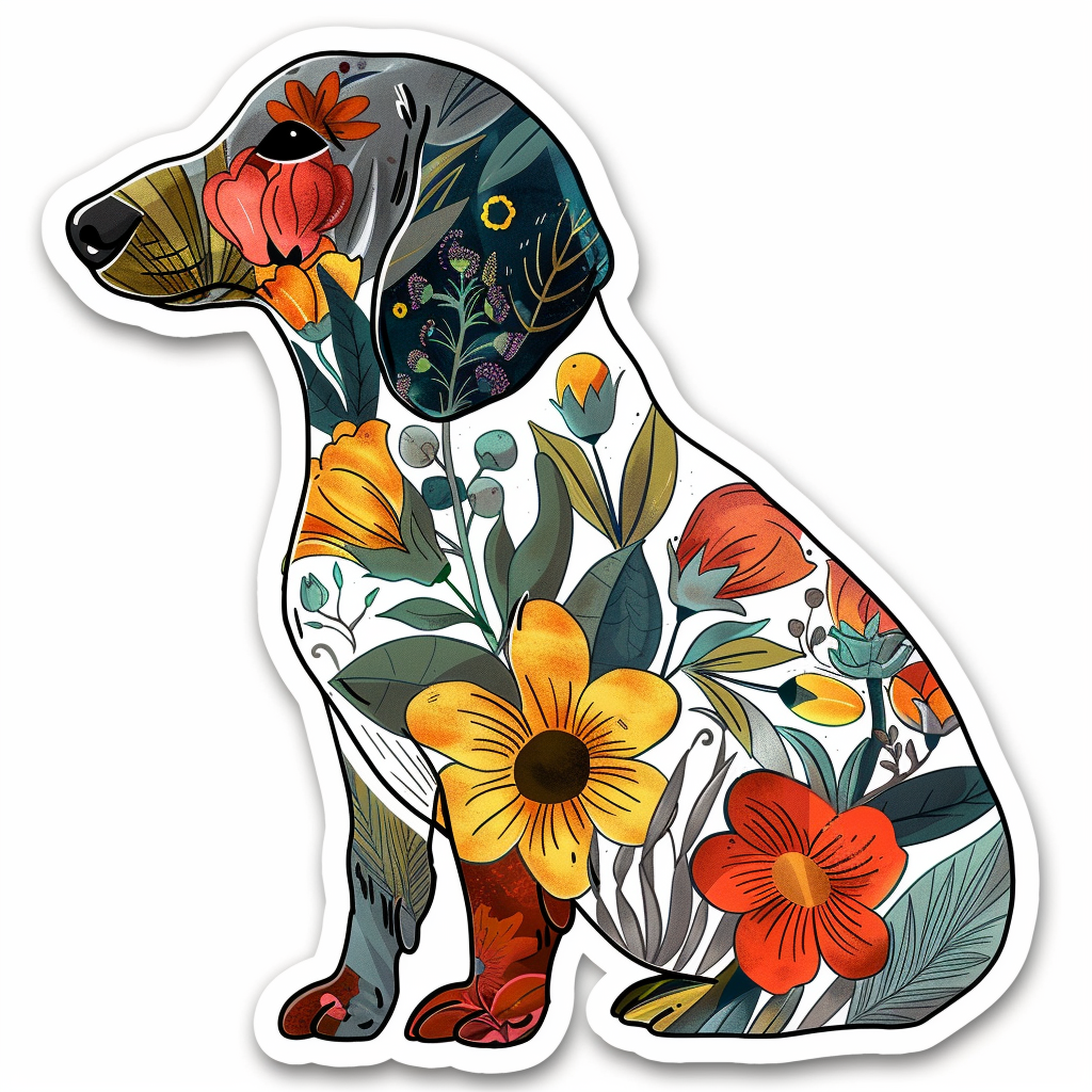 Dachshund Dog floral Vinyl Decal Sticker for Car, Laptop, Tumbler and more # F013139