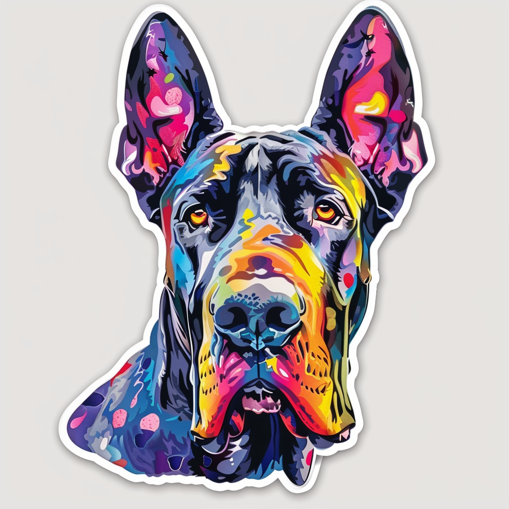 Adorable Great Dane Dog Expressive surreal Vinyl Decal Sticker for Car, Laptop, Tumbler and more # F017998