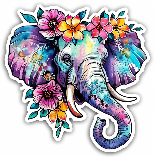 Elephant Expressive surreal Vinyl Decal Sticker for Car, Laptop, Tumbler and more # F022262-4" x 4"