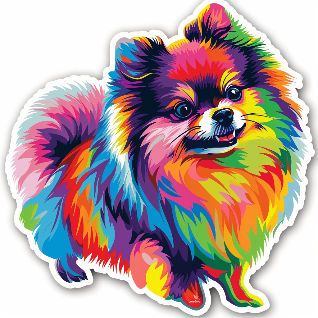 Sticker of a Pomeranian Dog majestic Expressive surreal Vinyl Decal Sticker for Car, Laptop, Tumbler and more # F013802