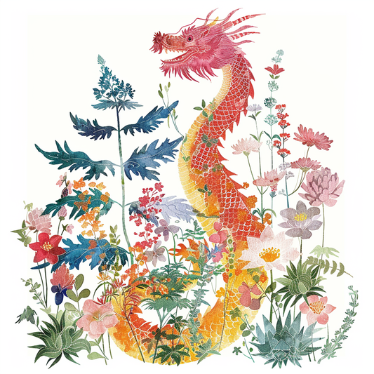 Dragon floral majestic Expressive surreal Vinyl Decal Sticker for Car, Laptop, Tumbler and more # F019068