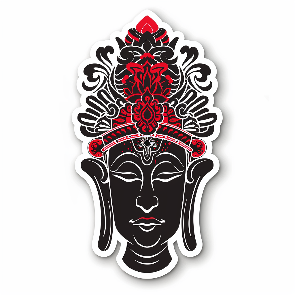 Buddha cartoon majestic Expressive surreal Vinyl Decal Sticker for Car, Laptop, Tumbler and more # F017026
