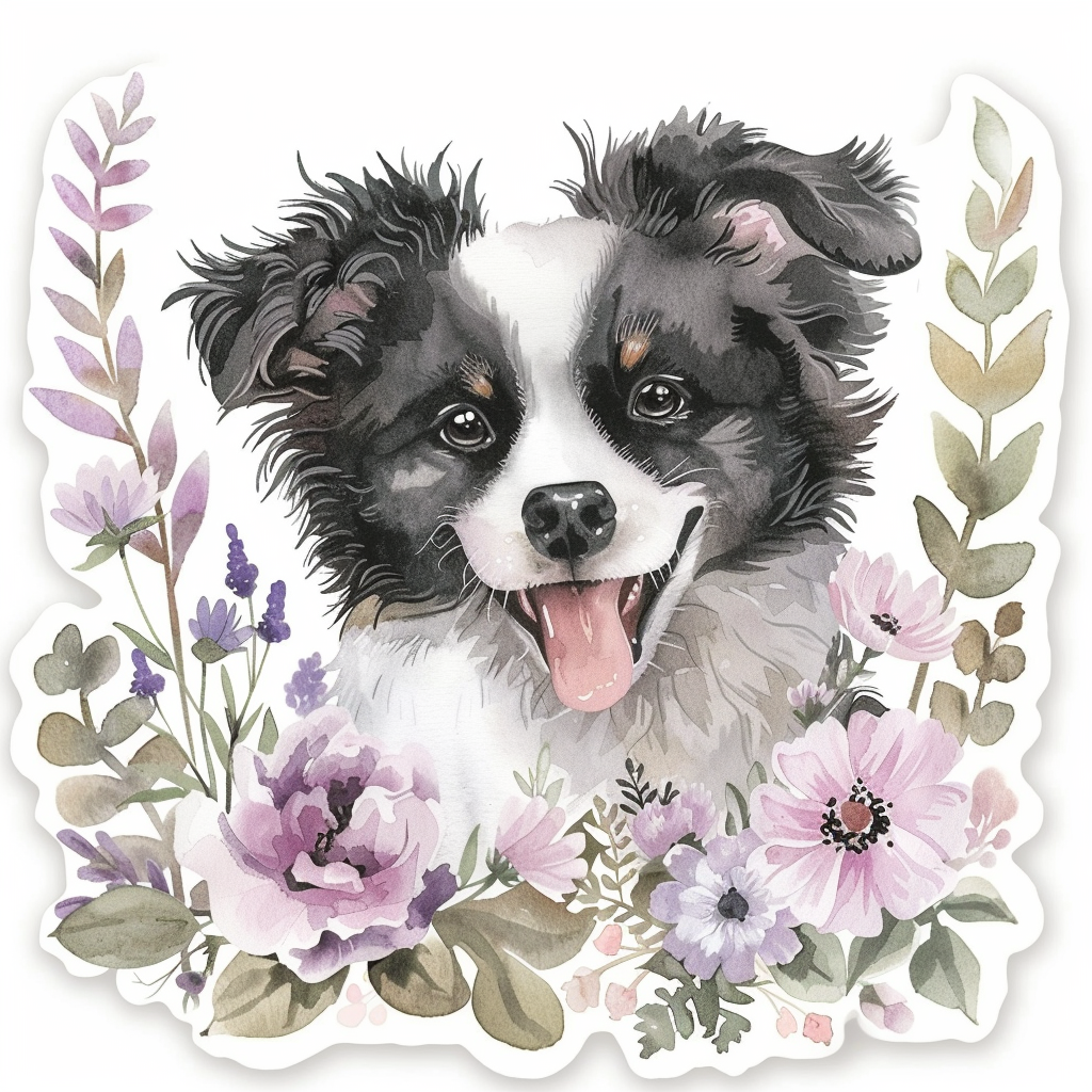 Sticker of a Border Collie Dog majestic Expressive surreal Vinyl Decal Sticker for Car, Laptop, Tumbler and more # F021898