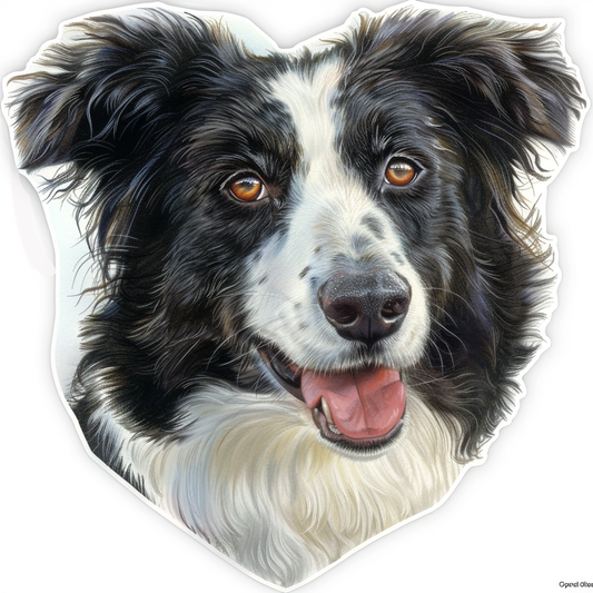 Border Collie Dog majestic Expressive surreal Vinyl Decal Sticker for Car, Laptop, Tumbler and more # F021866-4" x 4"