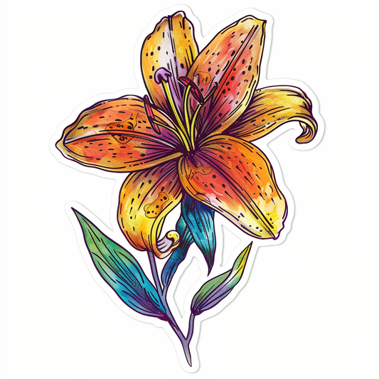 Lily flower majestic Expressive surreal Vinyl Decal Sticker for Car, Laptop, Tumbler and more # F023180