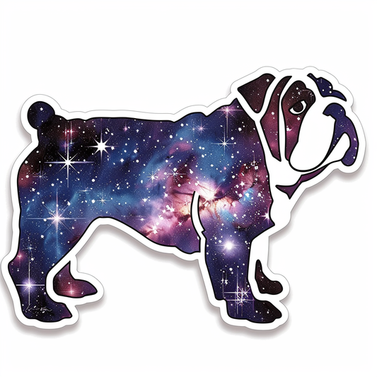Bulldog Dog galaxy majestic Expressive surreal Vinyl Decal Sticker for Car, Laptop, Tumbler and more # F017504