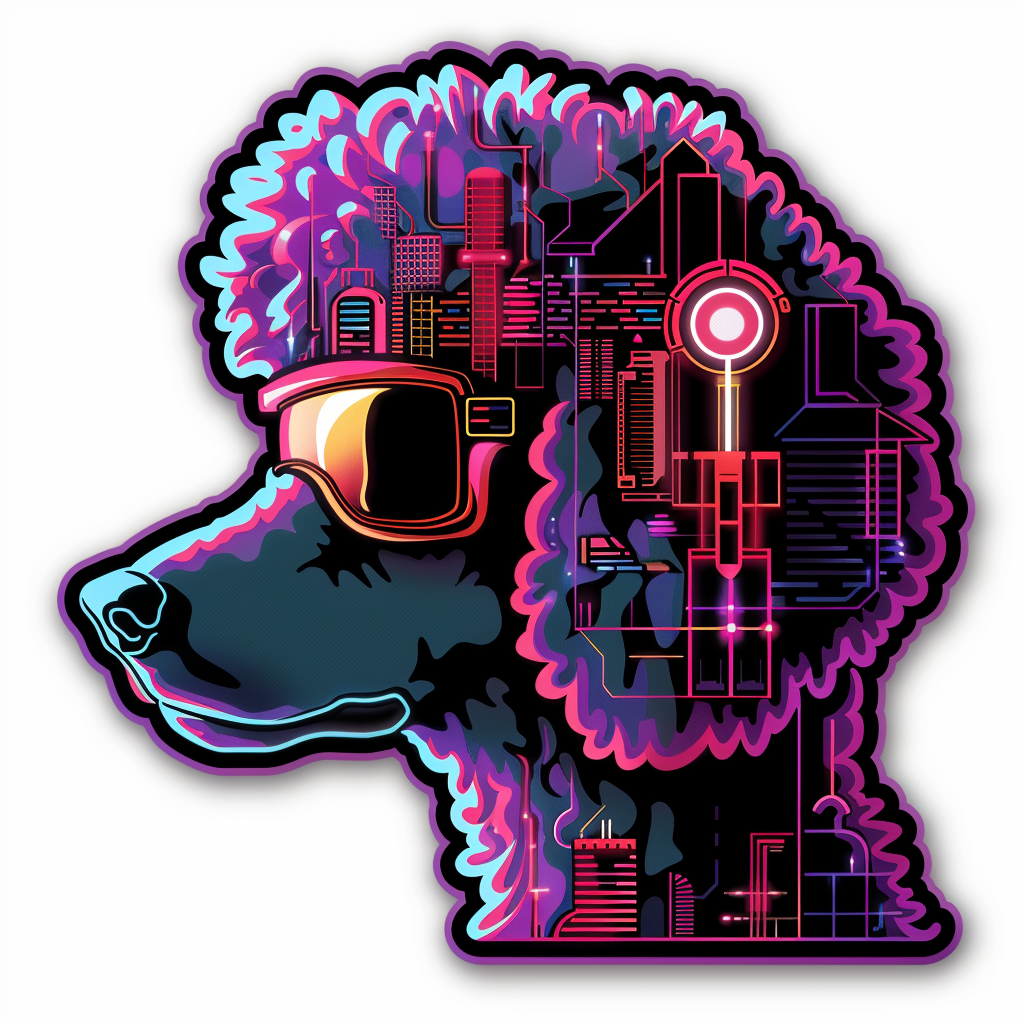 Poodle Dog cyber punk Vinyl Decal Sticker for Car, Laptop, Tumbler and more # F012583