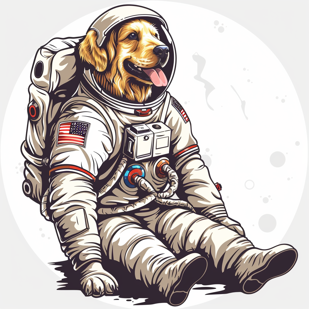 Golden Retriever Dog astronaut Vinyl Decal Sticker for Car, Laptop, Tumbler and more # F010488