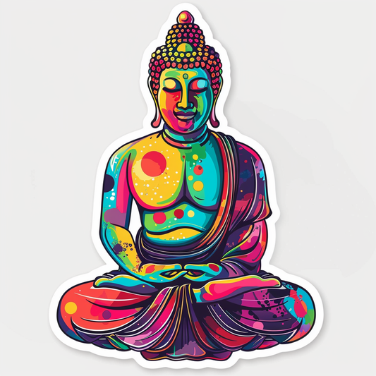 Buddha cartoon majestic Expressive surreal Vinyl Decal Sticker for Car, Laptop, Tumbler and more # F017131