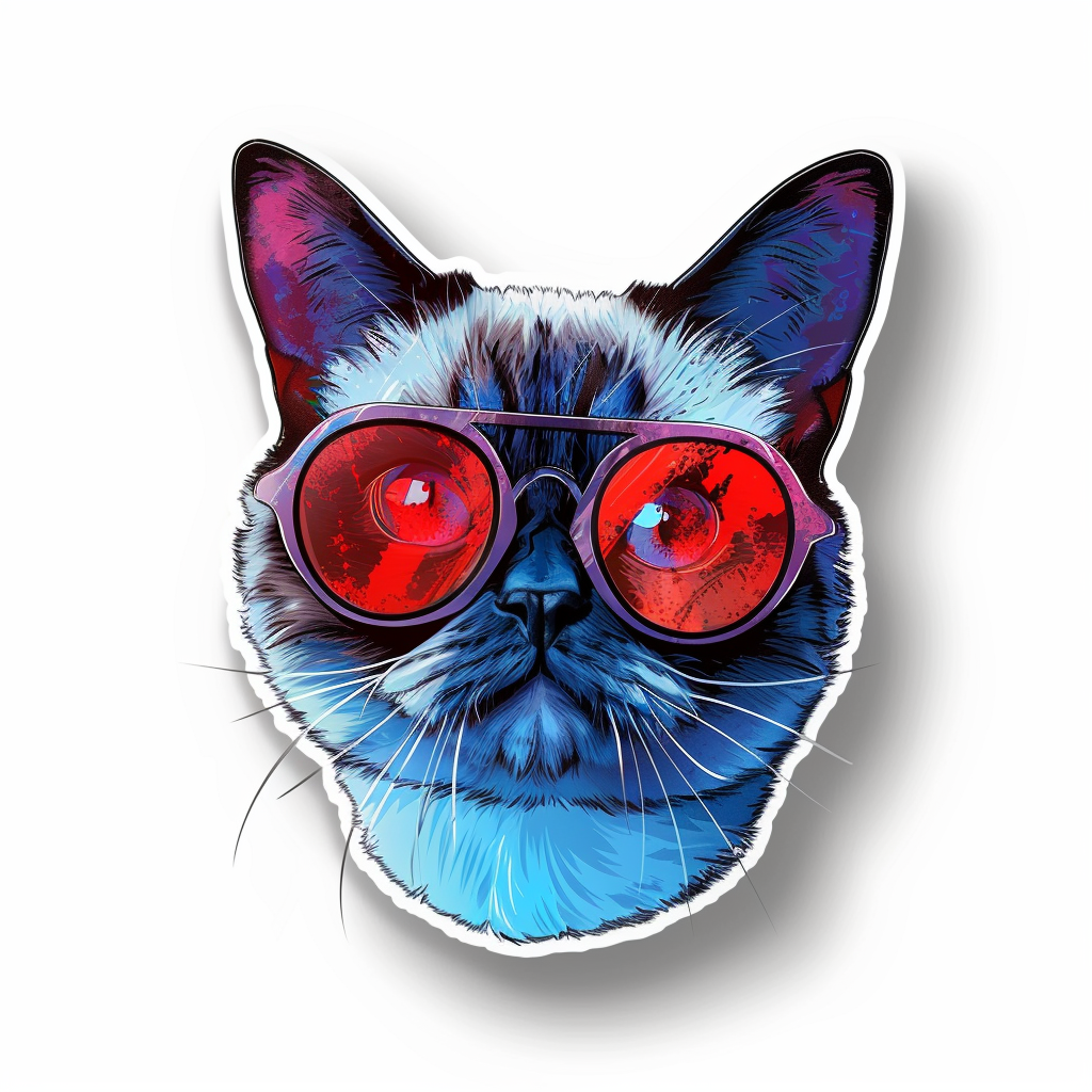 Burmese Cat wearing sunglasses Vinyl Decal Sticker for Car, Laptop, Tumbler and more # F010700