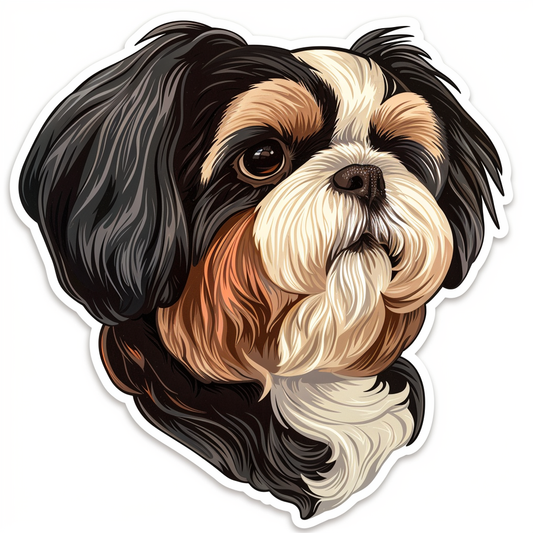 Adorable Shih Tzu Dog Expressive surreal Vinyl Decal Sticker for Car, Laptop, Tumbler and more # F018216
