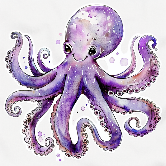Sticker of a Adorable Octopus with chubby cheeks Expressive surreal Vinyl Decal Sticker for Car, Laptop, Tumbler and more # F015935