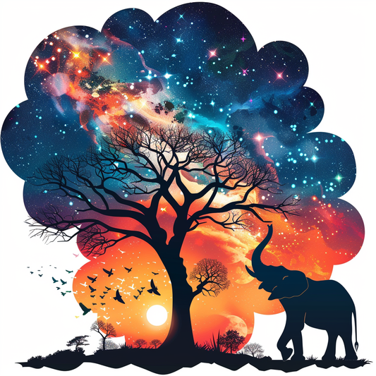 Elephant Expressive surreal Vinyl Decal Sticker for Car, Laptop, Tumbler and more # F022207-4" x 4"
