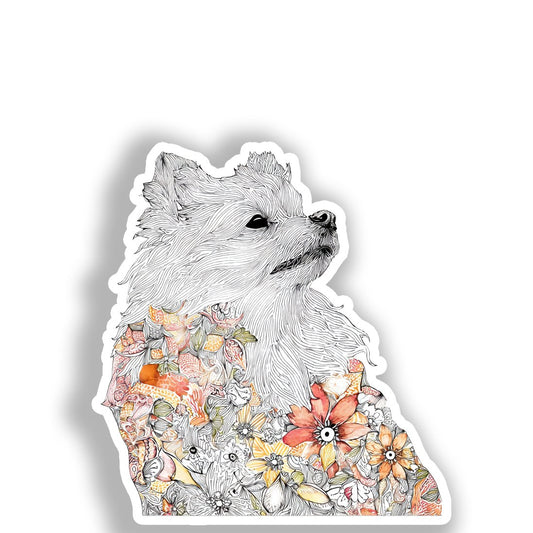 Pomeranian Dog Vinyl Decal Sticker for Car, Laptop, Tumbler and more # A017284-4" x 4"