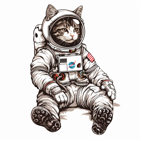 American Shorthair Cat astronaut Expressive surreal Vinyl Decal Sticker for Car, Laptop, Tumbler and more # F019781-4" x 4"