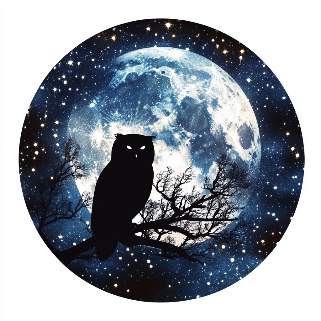 Owl Moon and Stars Vinyl Decal Sticker for Car, Laptop, Tumbler and more # F025704