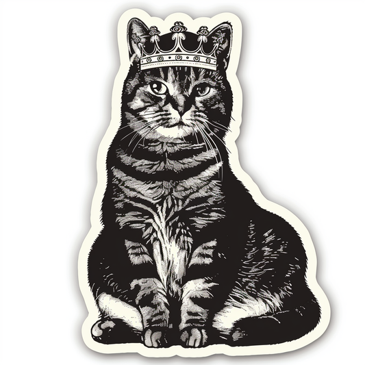 American Shorthair Cat crowned majestic Expressive surreal Vinyl Decal Sticker for Car, Laptop, Tumbler and more # F019828-4" x 4"