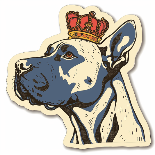 Great Dane Dog crowned majestic Expressive surreal Vinyl Decal Sticker for Car, Laptop, Tumbler and more # F017794