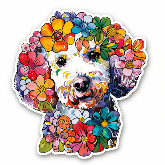 Poodle Dog floral Vinyl Decal Sticker for Car, Laptop, Tumbler and more # F012540