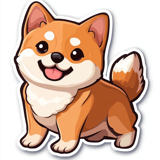 Shiba Inu sticker cartoon style Expressive surreal Vinyl Decal Sticker for Car, Laptop, Tumbler and more # F025795