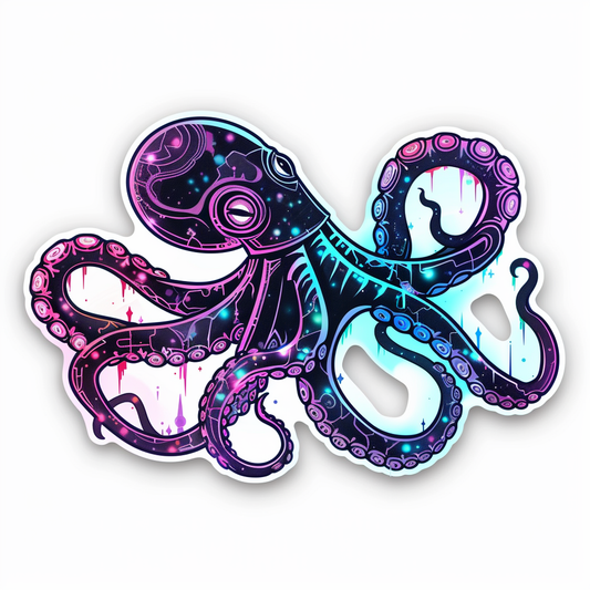 Sticker of a Octopus cyber punk majestic Expressive surreal Vinyl Decal Sticker for Car, Laptop, Tumbler and more # F015615