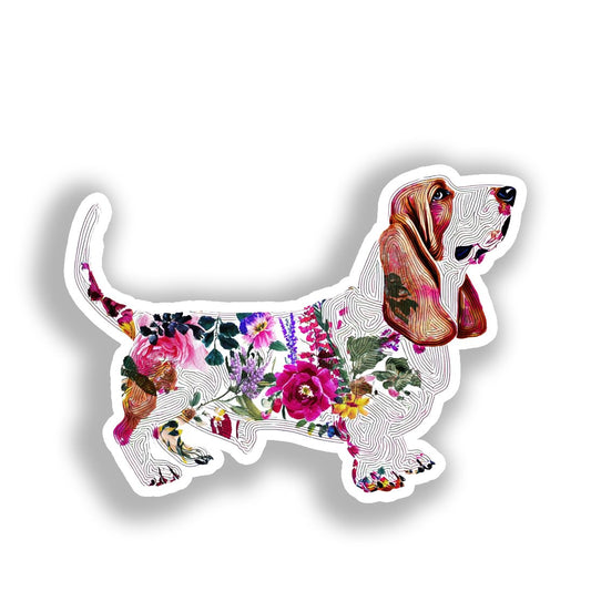 Basset Hound Dog Vinyl Decal Sticker for Car, Laptop, Tumbler and more # A018716-4" x 4"