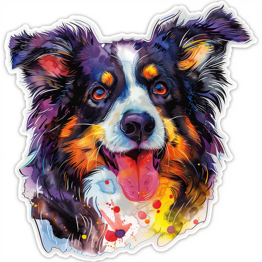 Border Collie Dog majestic Expressive surreal Vinyl Decal Sticker for Car, Laptop, Tumbler and more # F021698-4" x 4"