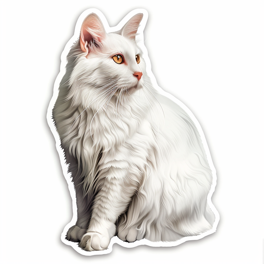 Adorable Turkish Angora Cat  Vinyl Decal Sticker for Car, Laptop, Tumbler and more # F020818-4" x 4"