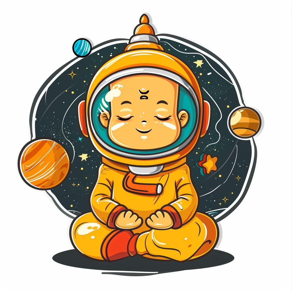 Sticker of a Cute and Adorable Buddha full body space suit Expressive surreal Vinyl Decal Sticker for Car, Laptop, Tumbler and more # F017189