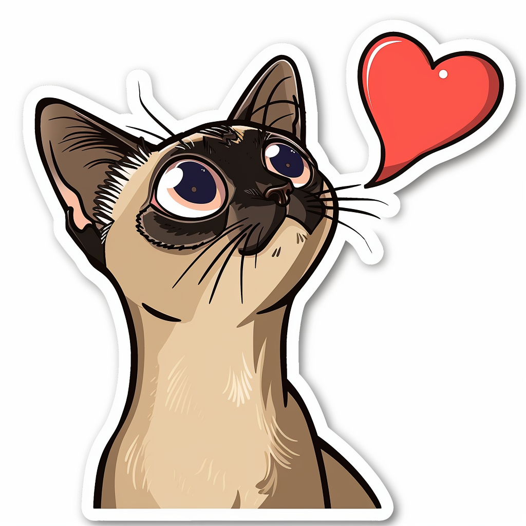 Burmese Cat heartcore Vinyl Decal Sticker for Car, Laptop, Tumbler and more # F011030