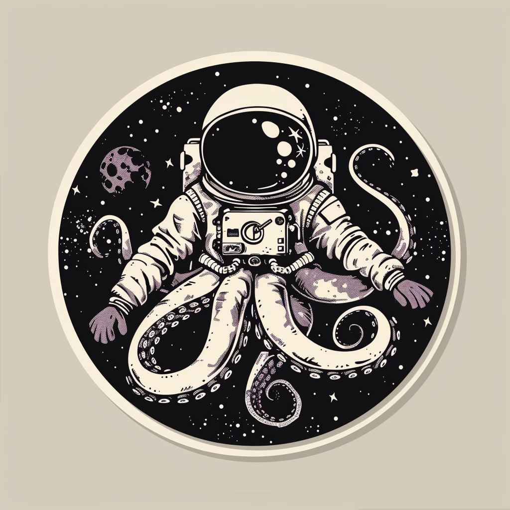 Sticker of an Octopus astronaut majestic Expressive surreal Vinyl Decal Sticker for Car, Laptop, Tumbler and more # F015428