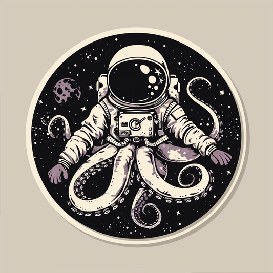 Sticker of an Octopus astronaut majestic Expressive surreal Vinyl Decal Sticker for Car, Laptop, Tumbler and more # F015428