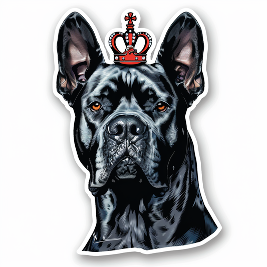 Great Dane Dog crowned majestic Expressive surreal Vinyl Decal Sticker for Car, Laptop, Tumbler and more # F017788