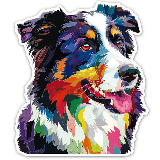 Border Collie Dog majestic Expressive surreal Vinyl Decal Sticker for Car, Laptop, Tumbler and more # F021709-4" x 4"