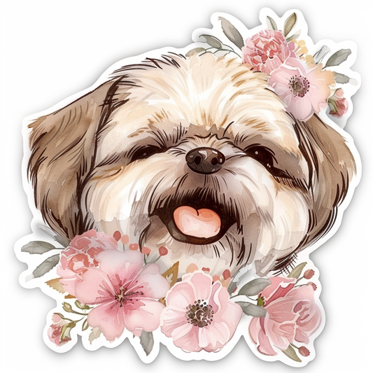 Adorable Shih Tzu Dog Expressive surreal Vinyl Decal Sticker for Car, Laptop, Tumbler and more # F018212