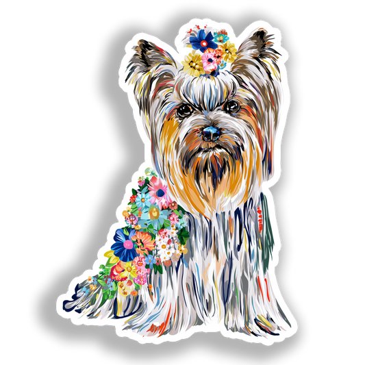 Yorkshire Terrier Dog Vinyl Decal Sticker for Car, Laptop, Tumbler and more # A017100-4" x 4"