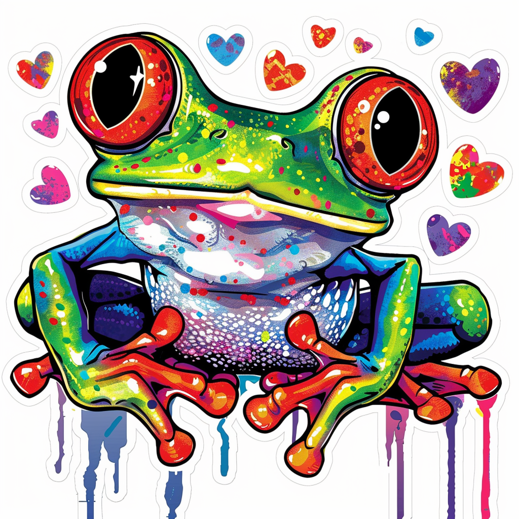 Sticker of a Frog majestic Expressive surreal Vinyl Decal Sticker for Car, Laptop, Tumbler and more # F015896