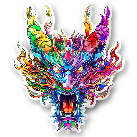 Dragon crowned majestic Expressive surreal Vinyl Decal Sticker for Car, Laptop, Tumbler and more # F019041-4" x 4"